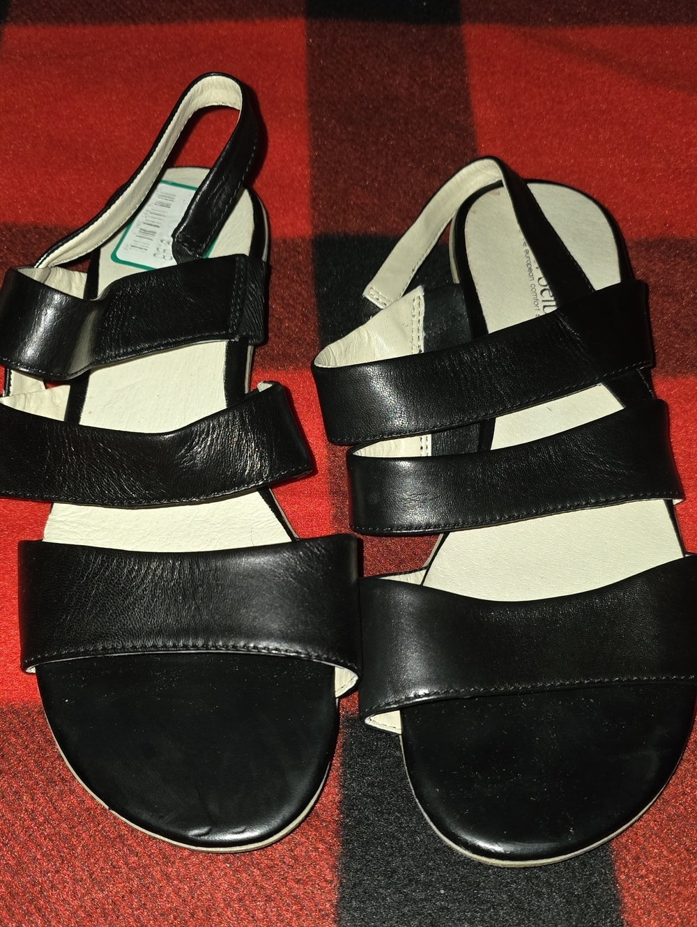 Josef Seibel Black Leather Wedge Sandals Size 39 – New Unworn